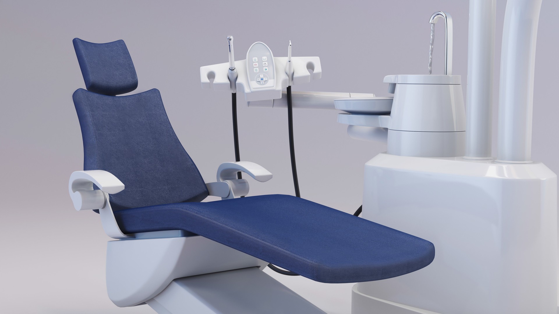 Modern dental chair isolated on white background